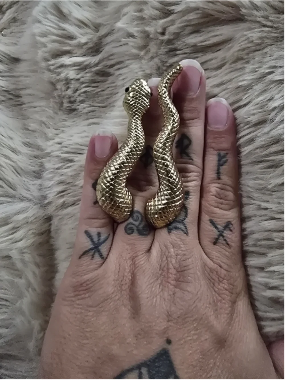 Full Finger Gold Snake Statement Ring size 8 Edgy Eclectic Witchy Whimsigoth